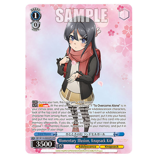 Character SBY/W114-E080OFR card from the Weiss Schwarz set Rascal Does Not Dream of a Sister Venturing Out & Knapsack Kid