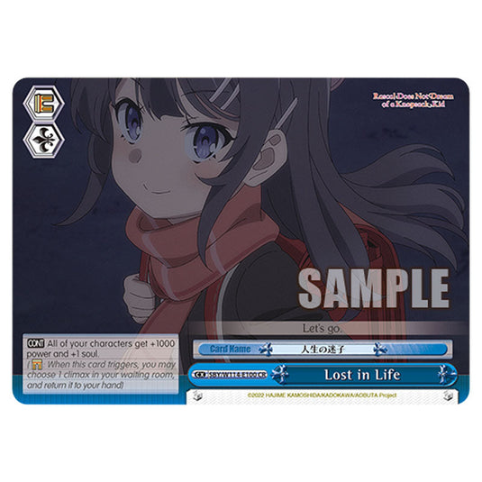 Climax SBY/W114-E100R card from the Weiss Schwarz set Rascal Does Not Dream of a Sister Venturing Out & Knapsack Kid