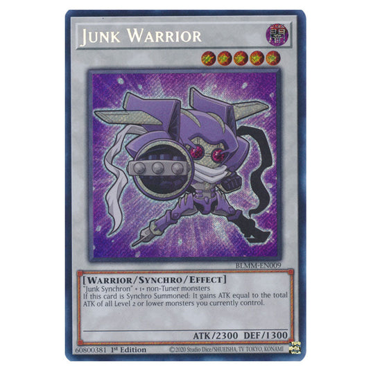 Junk Warrior BLMM-EN009 card from the Yu-Gi-Oh! set Battles of Legend: Monster Mayhem
