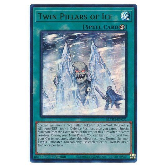 Twin Pillars of Ice BLMM-EN032 card from the Yu-Gi-Oh! set Battles of Legend: Monster Mayhem
