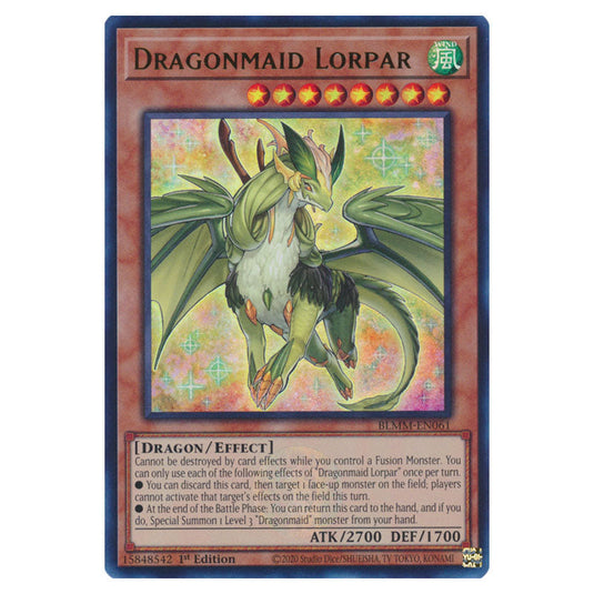 Dragonmaid Lorpar BLMM-EN061 card from the Yu-Gi-Oh! set Battles of Legend: Monster Mayhem
