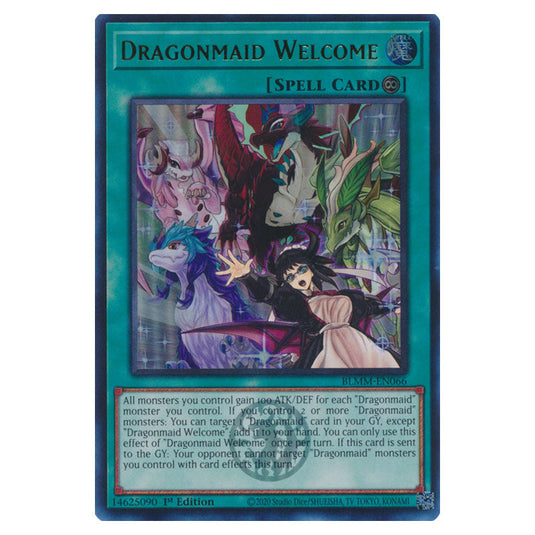 Dragonmaid Welcome BLMM-EN066 card from the Yu-Gi-Oh! set Battles of Legend: Monster Mayhem