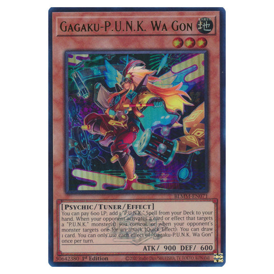 Gagaku-P.U.N.K. Wa Gon BLMM-EN071 card from the Yu-Gi-Oh! set Battles of Legend: Monster Mayhem