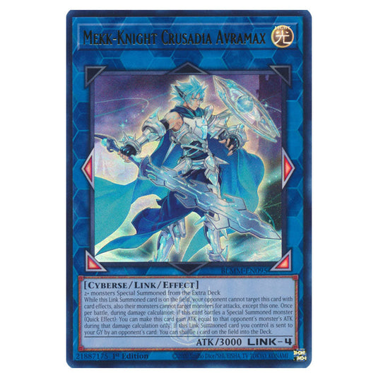 Mekk-Knight Crusadia Avramax BLMM-EN095 card from the Yu-Gi-Oh! set Battles of Legend: Monster Mayhem