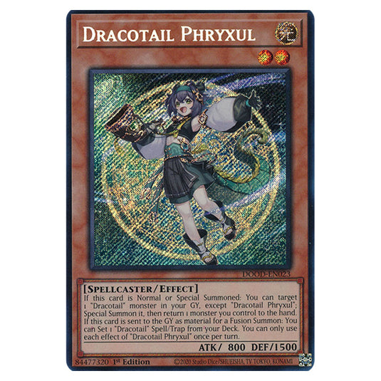"Dracotail Phryxul" DOOD-EN023 card from the Yu-Gi-Oh! set Doom of Dimensions