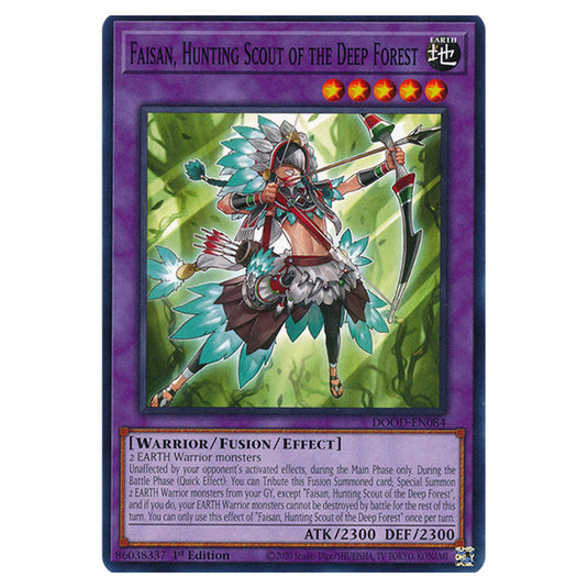 "Faisan, Hunting Scout of the Deep Forest" DOOD-EN084 card from the Yu-Gi-Oh! set Doom of Dimensions