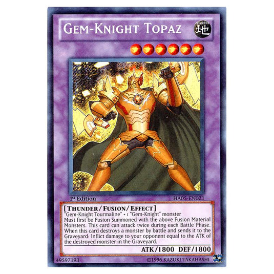 Yu-Gi-Oh! - Hidden Arsenal 5 - Steelswarm Invasion - Gem-Knight Topaz (Secret Rare) HA05-EN021