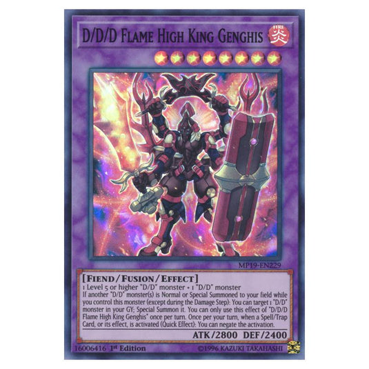 Yu-Gi-Oh! - 2019 Gold Sarcophagus Tin Mega Pack - D/D/D Flame High King Genghis (Super Rare) MP19-EN229