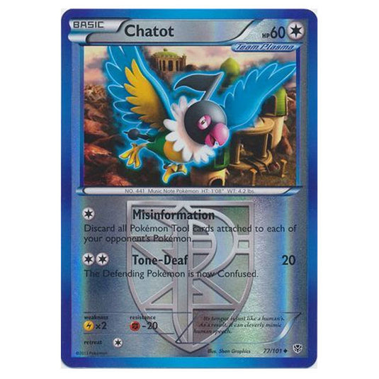 Pokemon - Black & White - Plasma Blast - (Reverse Holo) Chatot - 77/101