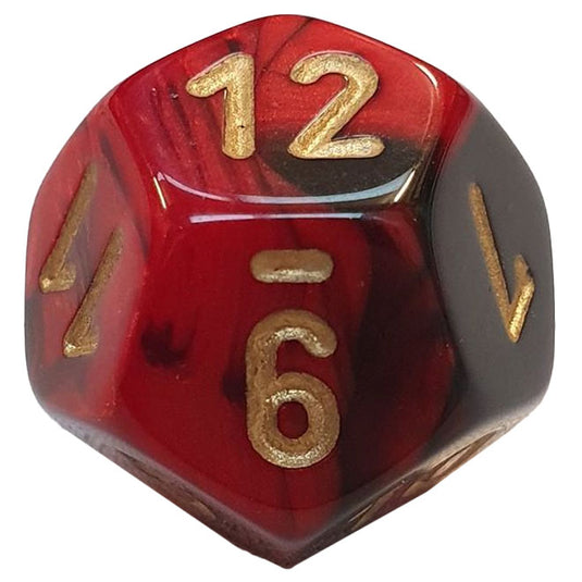 Chessex - Gemini 16mm D12 - Black-Red w/Gold