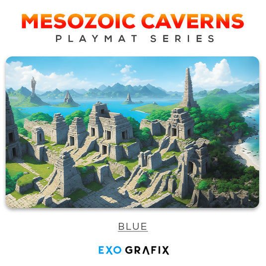 Exo Grafix - Playmat - Mesozoic Caverns - Blue