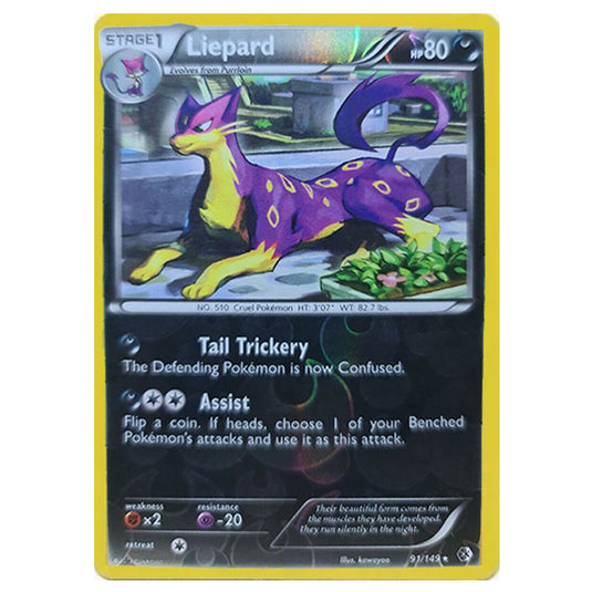 Pokemon - Black & White - Boundaries Crossed (Reverse Holo) - Liepard 91/149
