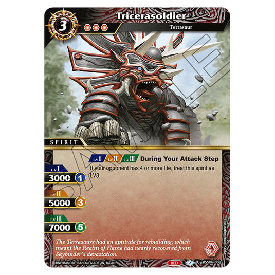 Tricerasoldier BSS06-008 card from the Battle Spirits Saga set Inverted World Chronicle - Generational Link