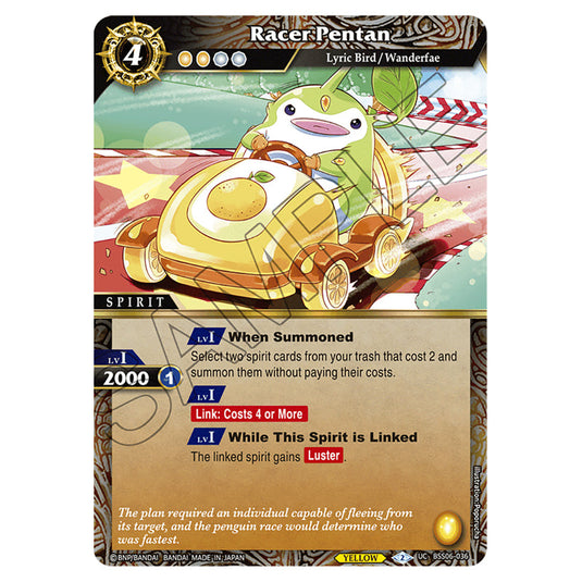 Racer Pentan BSS06-036 card from the Battle Spirits Saga set Inverted World Chronicle - Generational Link