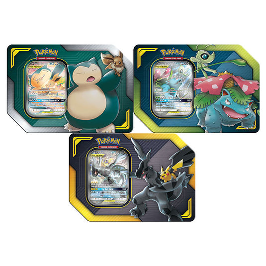 Pokemon - Tag Team GX Tin Set (Pikachu & Zekrom-GX, Eevee & Snorlax-GX, or Celebi & Venusaur-GX)