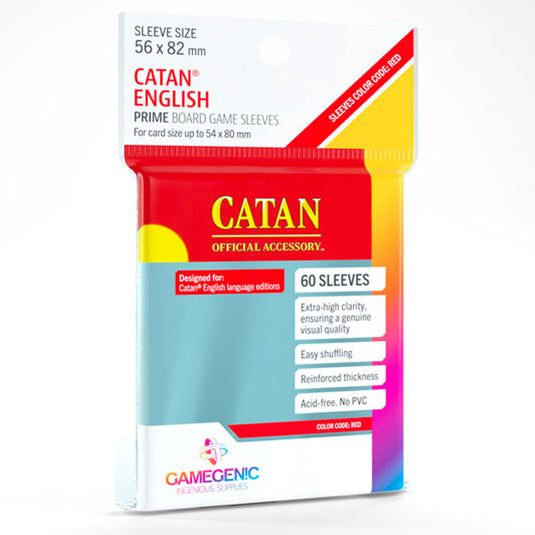 Gamegenic - PRIME Catan-Sized Sleeves 56 x 82 mm - Clear (60 Sleeves)