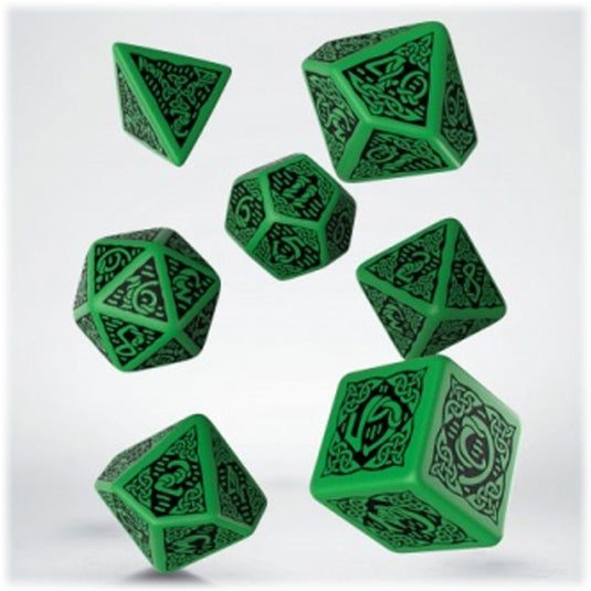 Celtic 3D Revised Green & Black Dice Set (7)