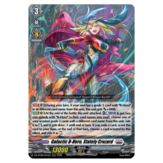Galatic B-Hero, Stately Crozard DZ-BT08/007EN card from the Cardfight!! Vanguard set Knights 0f Rebirth
