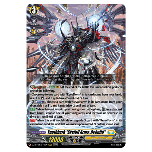 Youthberk "Skyfall Arms: Rebuild" DZ-BT08/010EN card from the Cardfight!! Vanguard set Knights 0f Rebirth