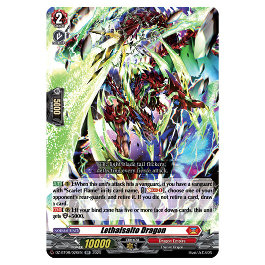 Lethalsalto Dragon DZ-BT08/020EN card from the Cardfight!! Vanguard set Knights 0f Rebirth