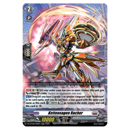 Kettensagen Racher DZ-BT08/028EN card from the Cardfight!! Vanguard set Knights 0f Rebirth