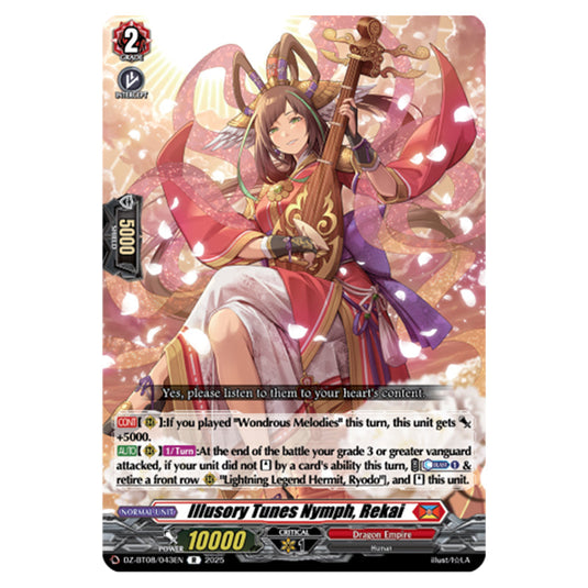 Mystical Tunes Nymph, Rekai DZ-BT08/043EN card from the Cardfight!! Vanguard set Knights 0f Rebirth