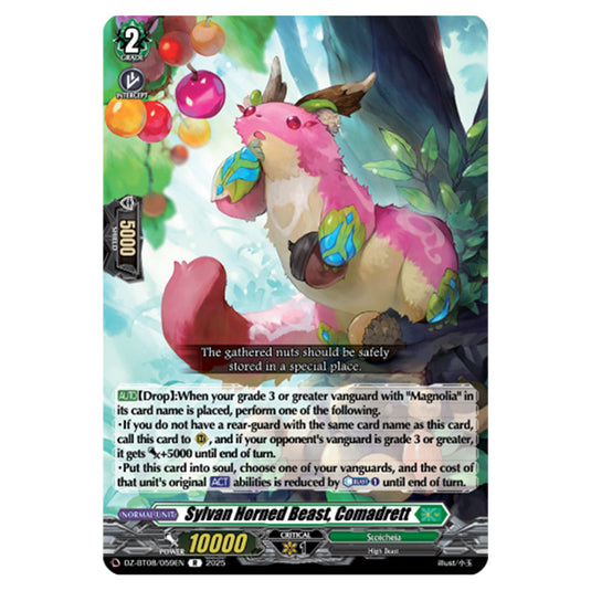 Sylvan Horned Beast, Comadrett DZ-BT08/059EN card from the Cardfight!! Vanguard set Knights 0f Rebirth