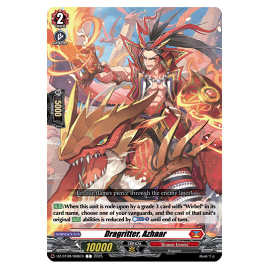 Dragritter, Azhaar DZ-BT08/068EN card from the Cardfight!! Vanguard set Knights 0f Rebirth