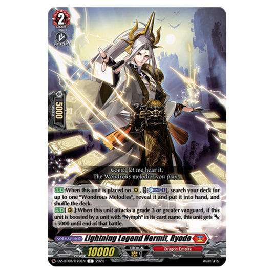 Lightning Legend Hermit, Ryodo DZ-BT08/070EN card from the Cardfight!! Vanguard set Knights 0f Rebirth