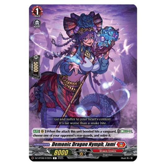 Demonic Dragon Nymph, Jami DZ-BT08/072EN card from the Cardfight!! Vanguard set Knights 0f Rebirth
