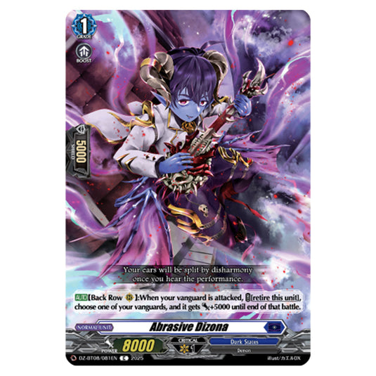 Abrasive Dissonance DZ-BT08/081EN card from the Cardfight!! Vanguard set Knights 0f Rebirth