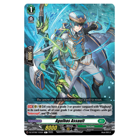 Agulhas Assault DZ-BT08/103EN card from the Cardfight!! Vanguard set Knights 0f Rebirth