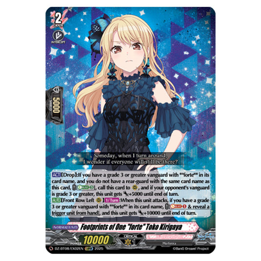 Footprints of One "forte" Toko Kirigaya DZ-BT08/EX02EN card from the Cardfight!! Vanguard set Knights 0f Rebirth