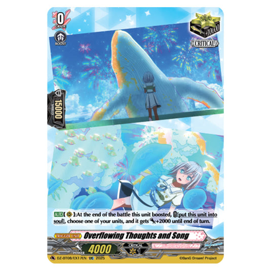 Overflowing Thoughts and Song DZ-BT08/EX17EN card from the Cardfight!! Vanguard set Knights 0f Rebirth