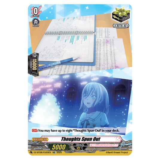 Thoughts Spun Out DZ-BT08/EX20EN card from the Cardfight!! Vanguard set Knights 0f Rebirth
