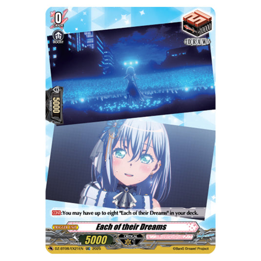 Each of their Dreams DZ-BT08/EX21EN card from the Cardfight!! Vanguard set Knights 0f Rebirth