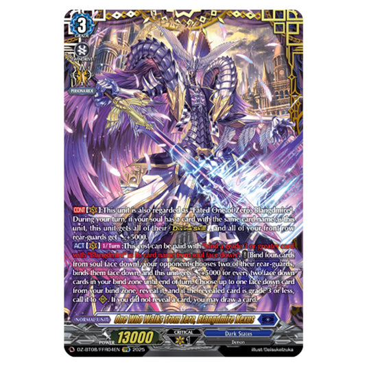 One Who Walks From Zero, Blangdmire Nexus DZ-BT08/FFR04EN card from the Cardfight!! Vanguard set Knights 0f Rebirth