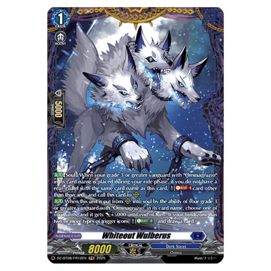 Whiteout Wolfberus DZ-BT08/FR12EN card from the Cardfight!! Vanguard set Knights 0f Rebirth