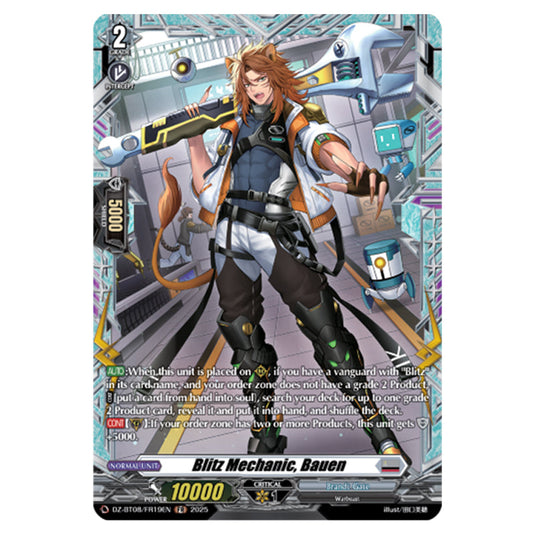 Blitz Mechnanic, Bauen DZ-BT08/FR19EN card from the Cardfight!! Vanguard set Knights 0f Rebirth