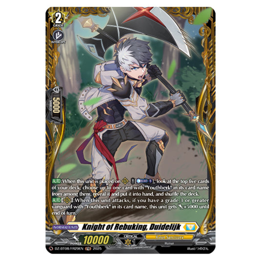 Knight of Precision, Duidelijk DZ-BT08/FR29EN card from the Cardfight!! Vanguard set Knights 0f Rebirth