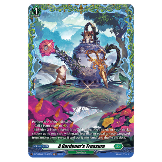 A Gardener's Treasure DZ-BT08/FR40EN card from the Cardfight!! Vanguard set Knights 0f Rebirth