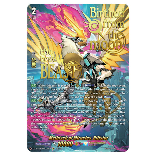 Mythisch of Miracles, Rifistor DZ-BT08/SEC05EN card from the Cardfight!! Vanguard set Knights 0f Rebirth