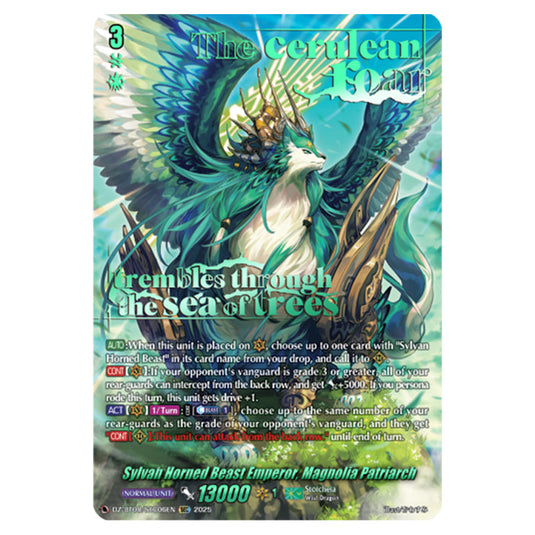 Sylvan Horned Beast Emperor, Magnolia Patriach DZ-BT08/SEC06EN card from the Cardfight!! Vanguard set Knights 0f Rebirth