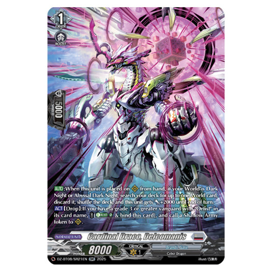 Cardinal Draco, Decalcomanis DZ-BT08/SR21EN card from the Cardfight!! Vanguard set Knights 0f Rebirth
