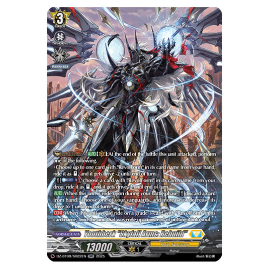 Youthberk "Skyfall Arms: Rebuild" DZ-BT08/SR22EN card from the Cardfight!! Vanguard set Knights 0f Rebirth