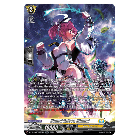 Hound Raiser, Hinami DZ-BT08/SR27EN card from the Cardfight!! Vanguard set Knights 0f Rebirth