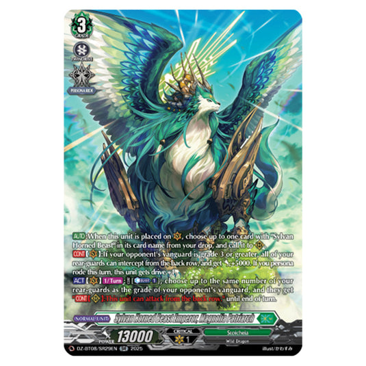 Sylvan Horned Beast Emperor, Magnolia Patriach DZ-BT08/SR29EN card from the Cardfight!! Vanguard set Knights 0f Rebirth