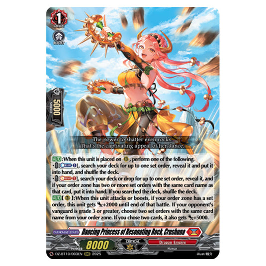 Dancing Princess of Resonating Rock, Crushuna DZ-BT10/003EN card from the Cardfight!! Vanguard set Dragonsoul Resonance