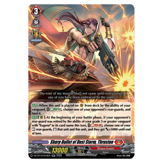 Sharp Bullet of Dust Storm, Thruston DZ-BT10/019EN card from the Cardfight!! Vanguard set Dragonsoul Resonance