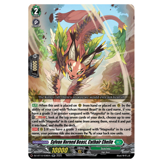 Sylvan Horned Beast, Cathair Cheile DZ-BT10/036EN card from the Cardfight!! Vanguard set Dragonsoul Resonance